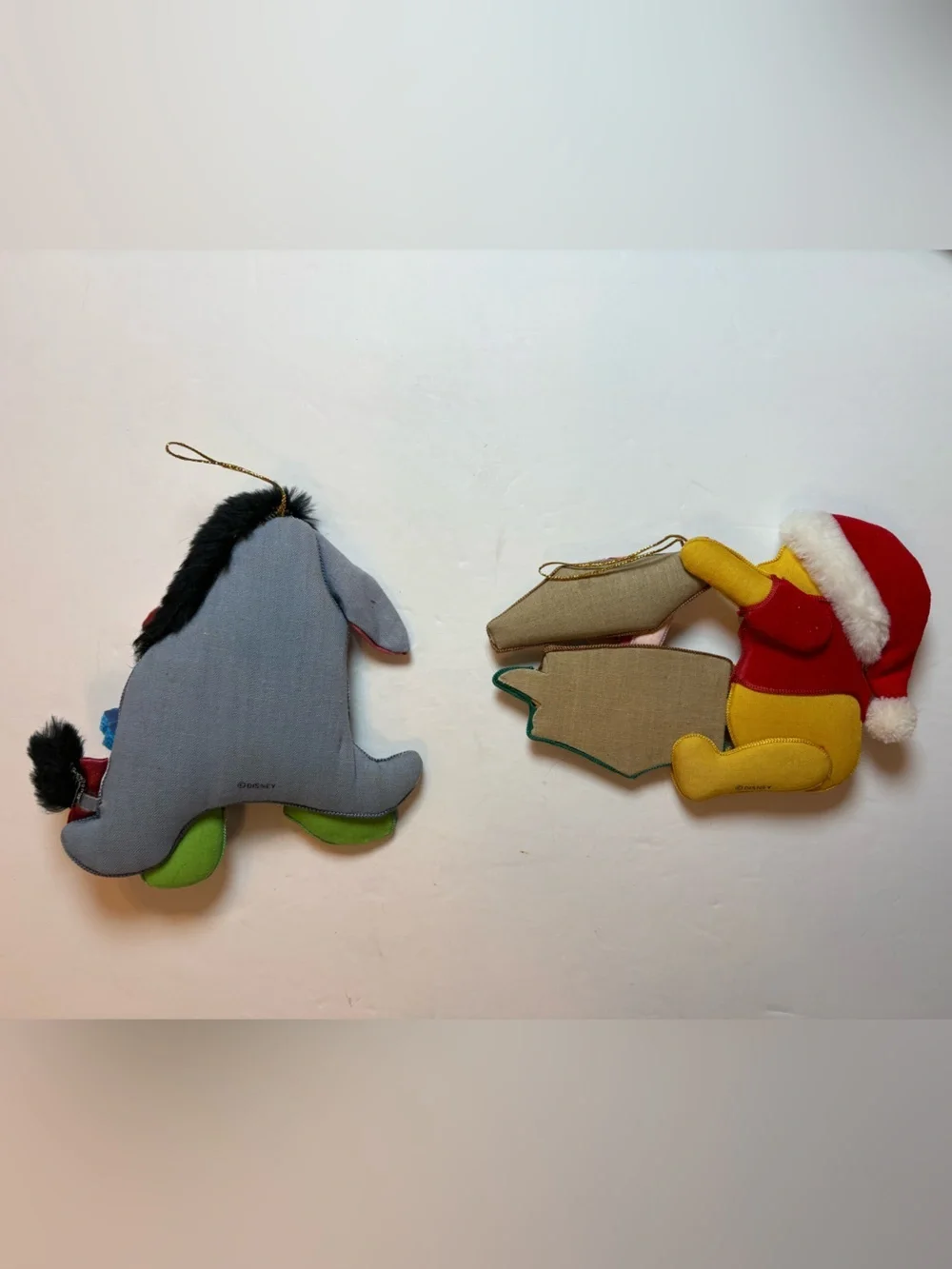 Disney VTG Set Of 2 3D Fabric Ornaments Winnie The Pooh Piglet Eeyore